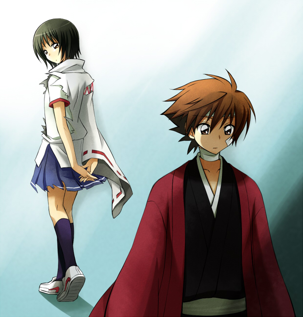 nura rikuo and keikain yura (nurarihyon no mago) drawn by aosa_(michikusakan)