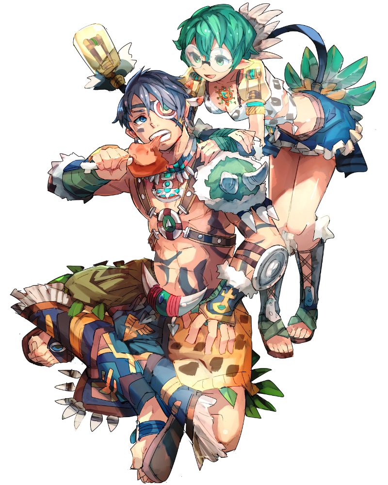 pandoria and zeke von genbu (xenoblade chronicles and 1 more) drawn by geetgeet