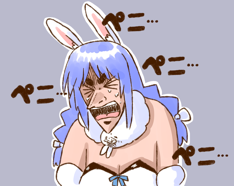 usada pekora, don-chan, and itou kaiji (hololive and 1 more) drawn by nekoyama