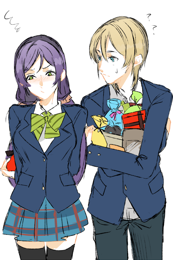 tojo nozomi and ayase eli (love live! and 1 more) drawn by sofy