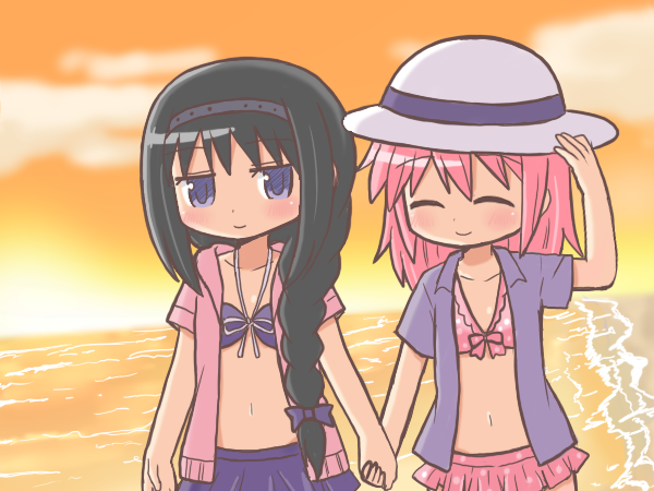 akemi homura and kaname madoka (mahou shoujo madoka magica) drawn by reverse_(bluefencer)