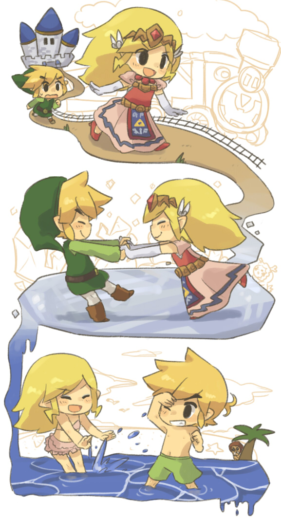 link, princess zelda, toon link, toon zelda, anouki, and 1 more (the legend of zelda and 1 more) drawn by tsutsuji