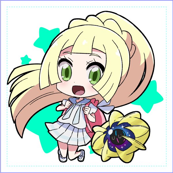 lillie and cosmoem (pokemon and 1 more) drawn by kingin