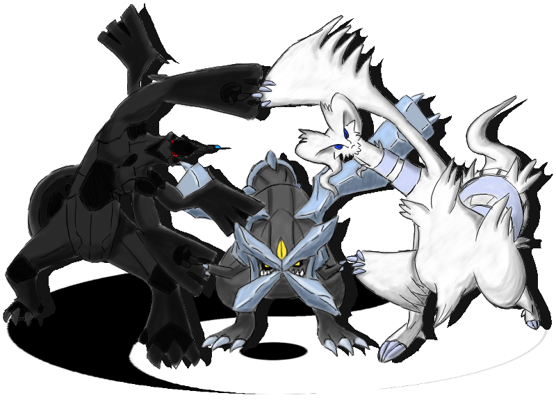 reshiram, zekrom, and kyurem (pokemon and 2 more)