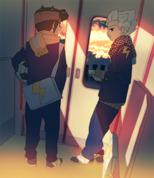endou mamoru and gouenji shuuya (inazuma eleven) drawn by shippo_(skink)