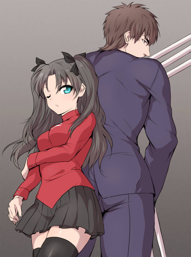 tohsaka rin and kotomine kirei (fate and 1 more) drawn by koori_(haraiso)