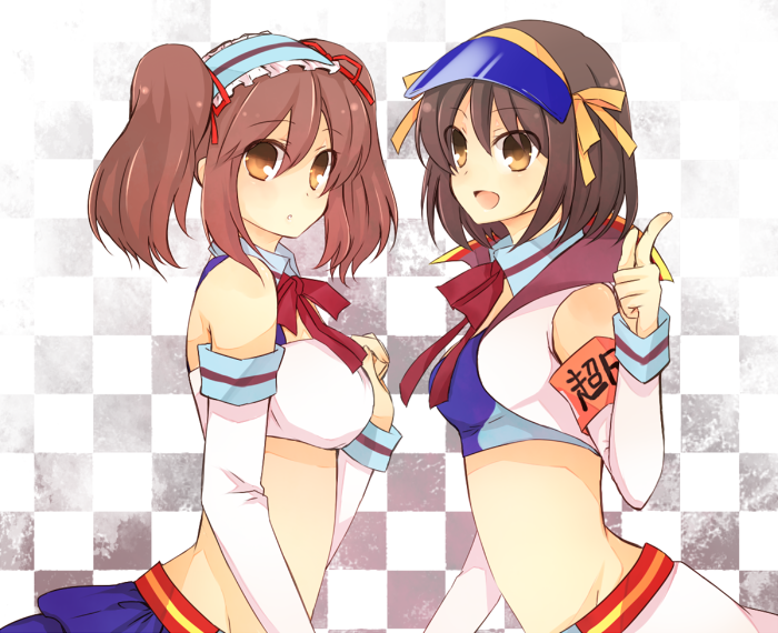 suzumiya haruhi and asahina mikuru (suzumiya haruhi no yuuutsu) drawn by shirase_(azure)
