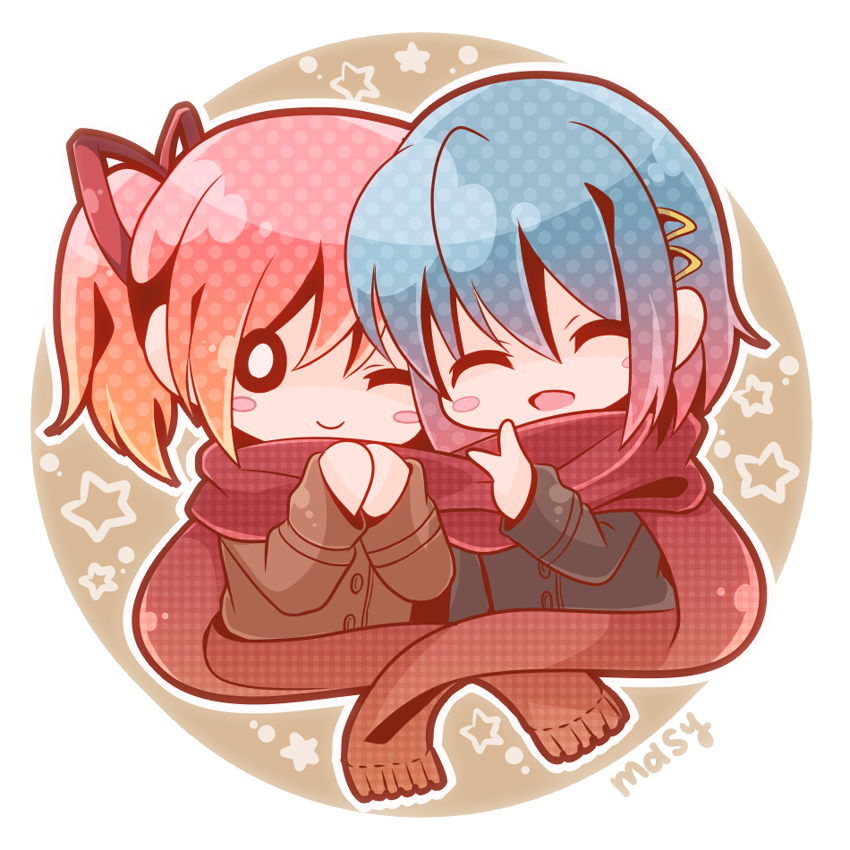 kaname madoka and miki sayaka (mahou shoujo madoka magica) drawn by bloom2425