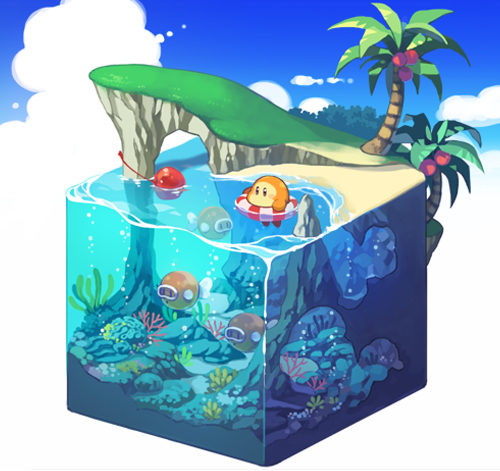 waddle dee and blipper (kirby) drawn by fujiwara_(fujiwara43)