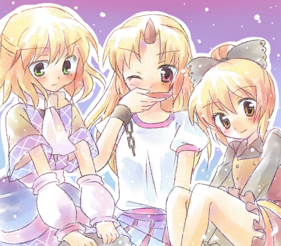 mizuhashi parsee, hoshiguma yuugi, and kurodani yamame (touhou) drawn by kuguri_oimo