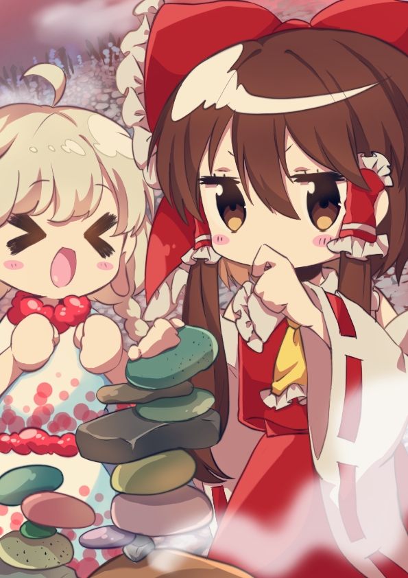 hakurei reimu and ebisu eika (touhou) drawn by natsu_(tohotiara)