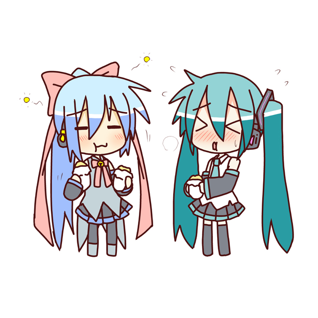 hatsune miku, chibi miku, and kiyone suzu (vocaloid) drawn by minami_(colorful_palette)