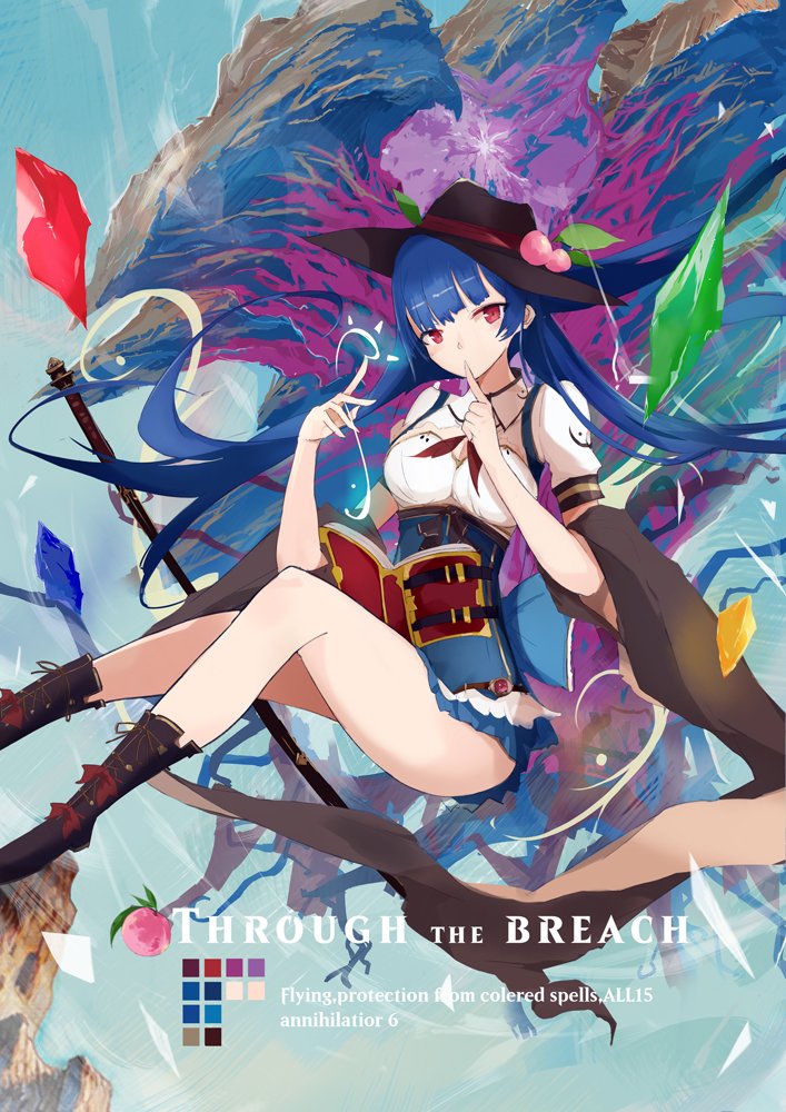 hinanawi tenshi and emrakul the aeons torn (touhou and 1 more) drawn by tetsurou_(fe+)