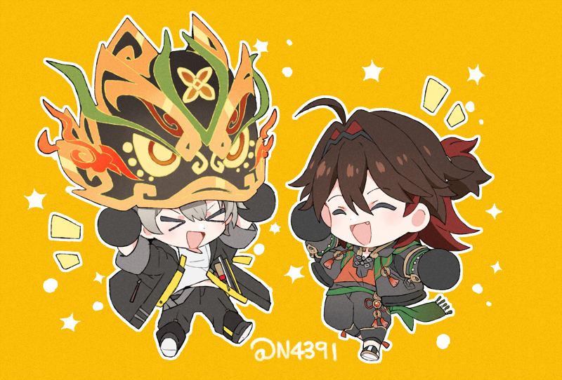 trailblazer, caelus, gaming, and caleb yen (genshin impact and 3 more) drawn by n4391