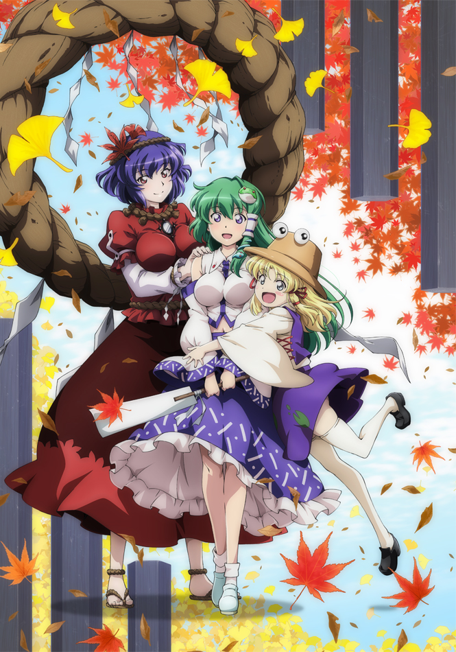 kochiya sanae, moriya suwako, and yasaka kanako (touhou and 1 more) drawn by lunamoon
