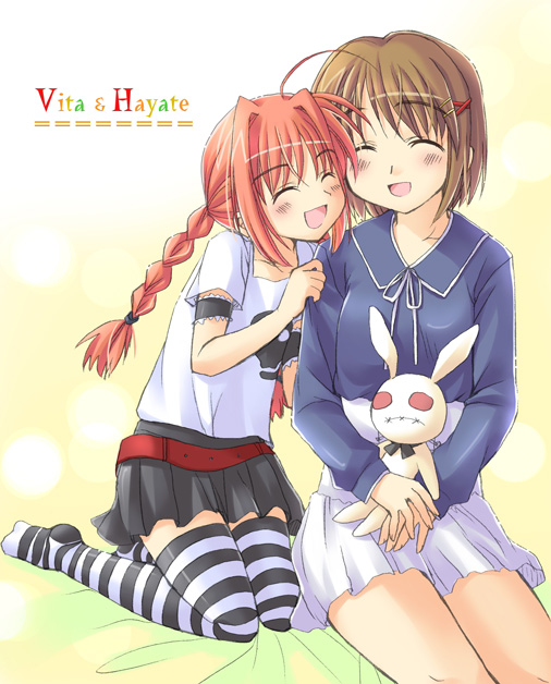 yagami hayate, vita, and noroi usagi (lyrical nanoha and 2 more) drawn by koyuki_(2smj)