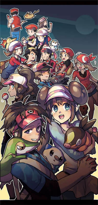 pikachu, dawn, may, rosa, hilda, and 15 more (pokemon and 7 more) drawn by gagharv992