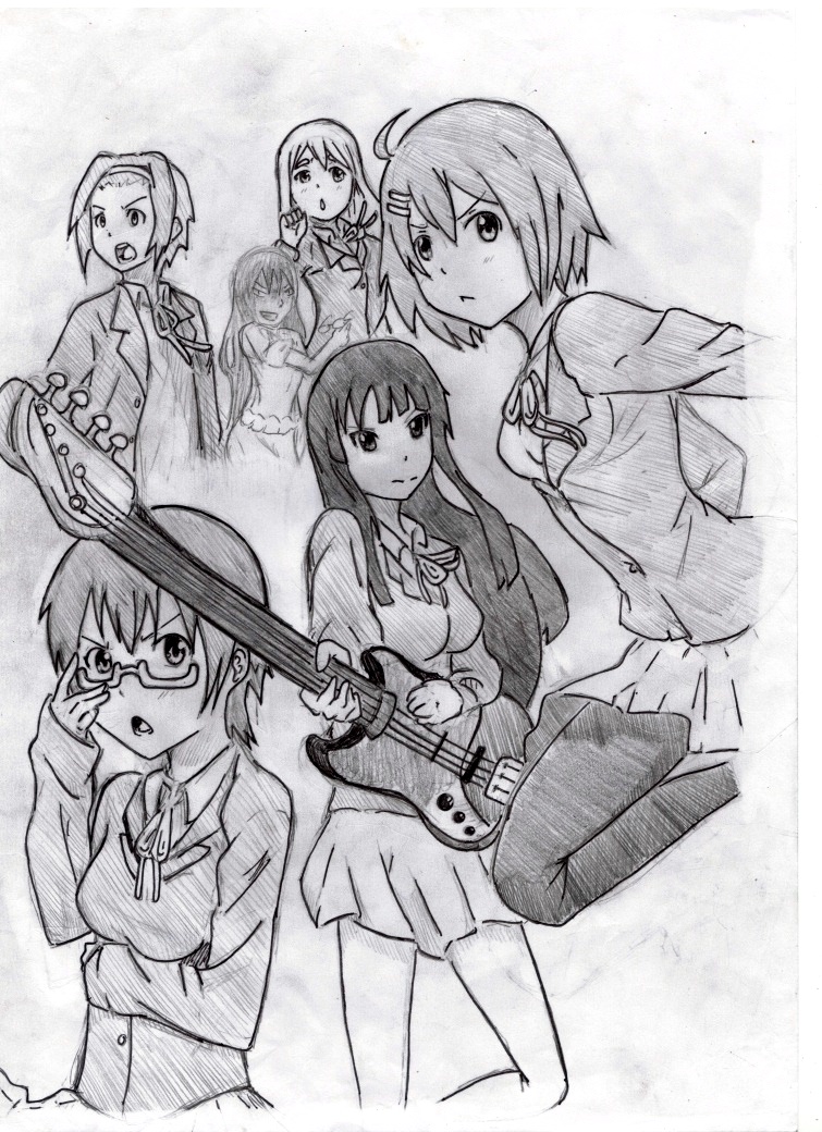 akiyama mio, hirasawa yui, tainaka ritsu, kotobuki tsumugi, and manabe nodoka (k-on! and 1 more) drawn by marco_polo_972