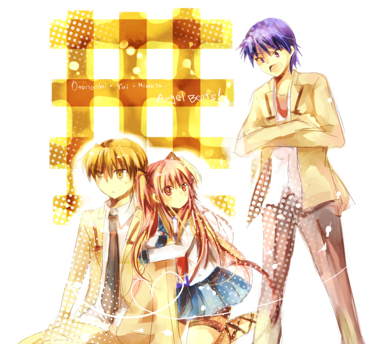 yui, hinata hideki, and otonashi yuzuru (angel beats!) drawn by mikimura