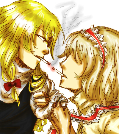 kirisame marisa and alice margatroid (touhou) drawn by gyoh
