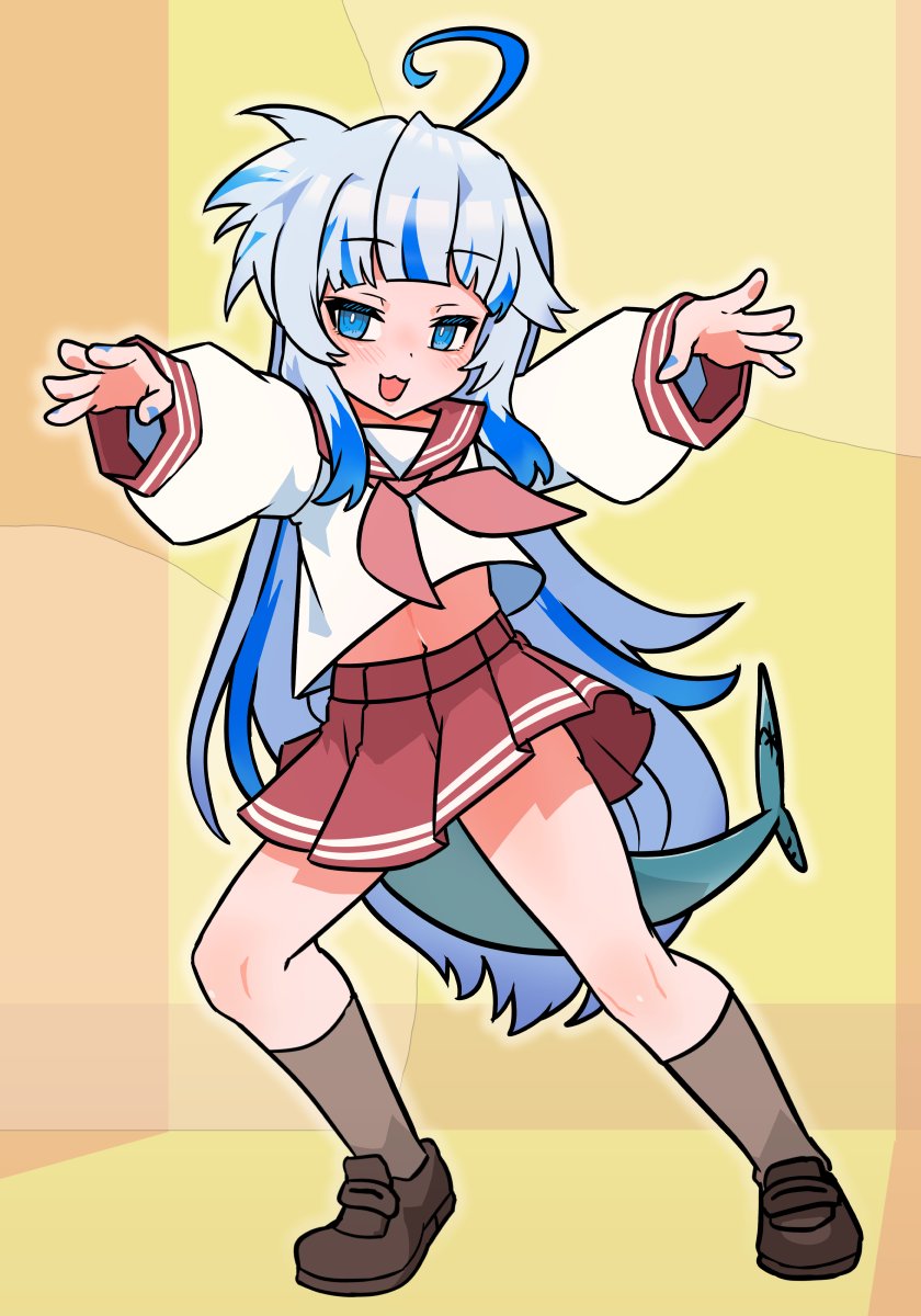 gawr gura and izumi konata (hololive and 2 more) drawn by moral_cacoethes