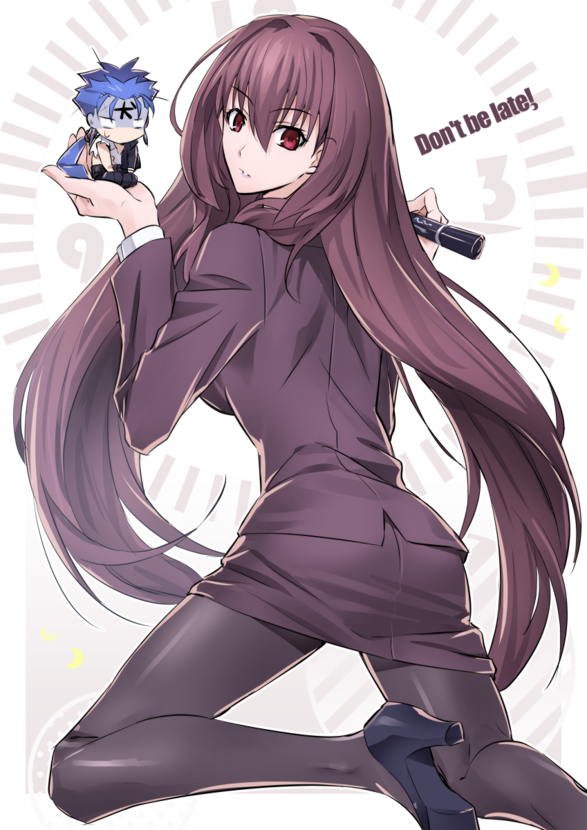 scathach and cu chulainn (fate and 3 more) drawn by kon_manatsu