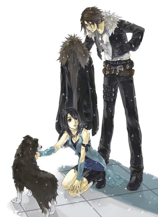 squall leonhart, rinoa heartilly, and angelo (final fantasy and 1 more) drawn by hinokami