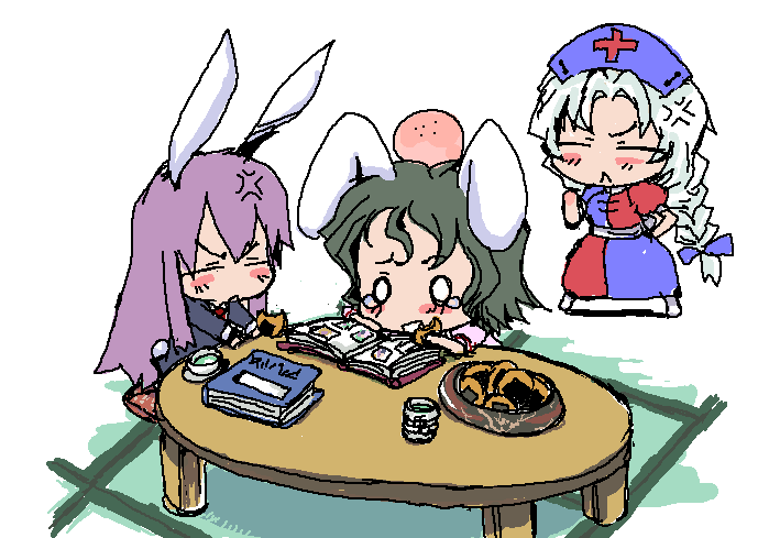 reisen udongein inaba, inaba tewi, and yagokoro eirin (touhou) drawn by baku_taso