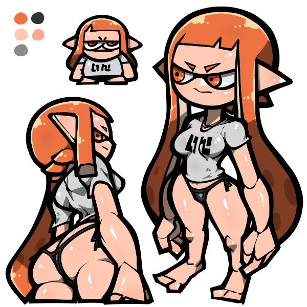 inkling player character, inkling girl, and kaori (splatoon) drawn by name_omoitukan2