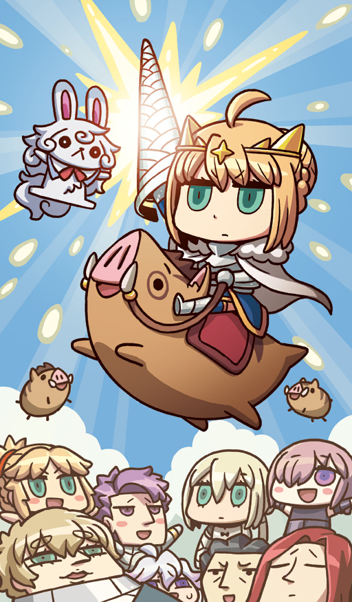 artoria pendragon, mash kyrielight, mordred, fou, merlin, and 6 more (fate and 1 more) drawn by riyo_(lyomsnpmp)