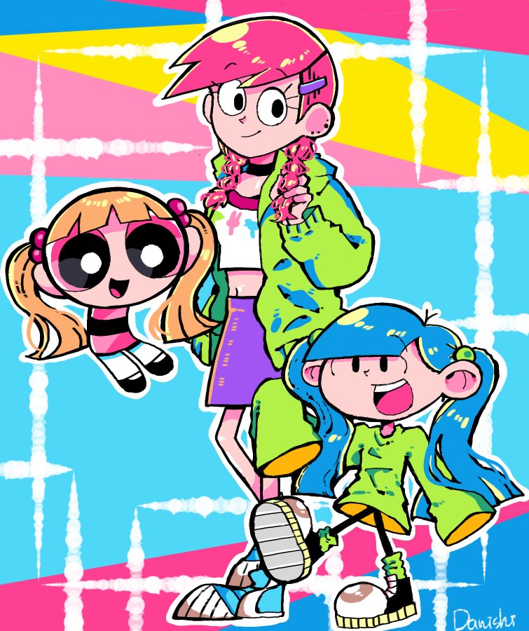 blossom, frankie foster, and numbuh 3 (powerpuff girls and 3 more) drawn by danishi
