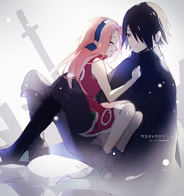 haruno sakura and uchiha sasuke (naruto) drawn by uri_(513321347)