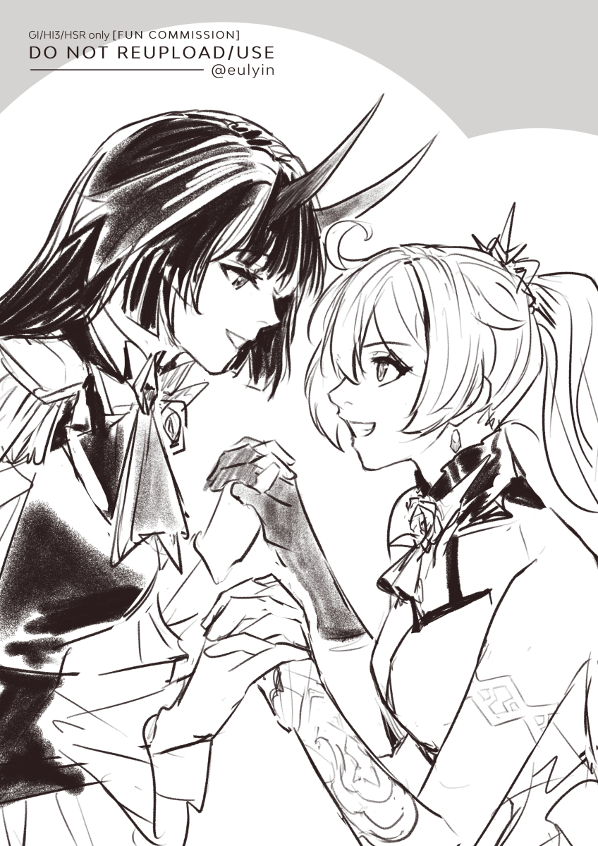 kiana kaslana and raiden mei (honkai and 1 more) drawn by eulyin_huan