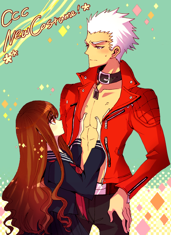 kishinami hakuno and archer (fate and 2 more) drawn by aoto0000