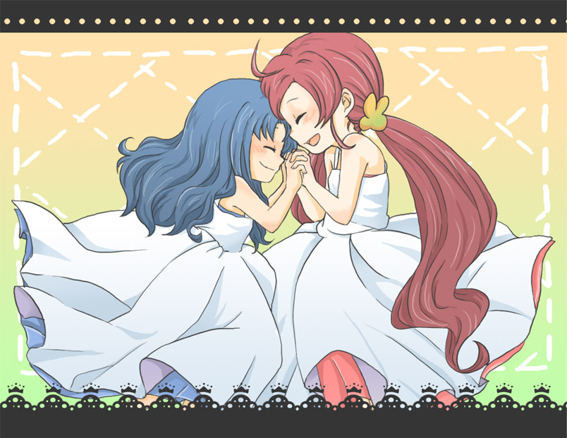 kurumi erika and hanasaki tsubomi (precure and 1 more) drawn by ori_(tkhlxxx)