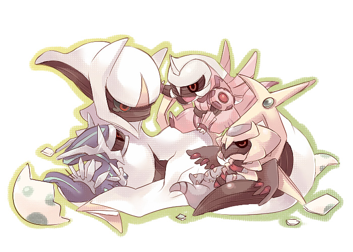 giratina, arceus, dialga, and palkia (pokemon) drawn by hizuki_(hidu_aki)