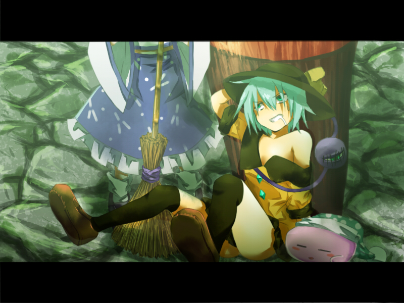 kochiya sanae, komeiji koishi, kirby, and sleep kirby (touhou and 1 more) drawn by hayaneko_(ceceragi)