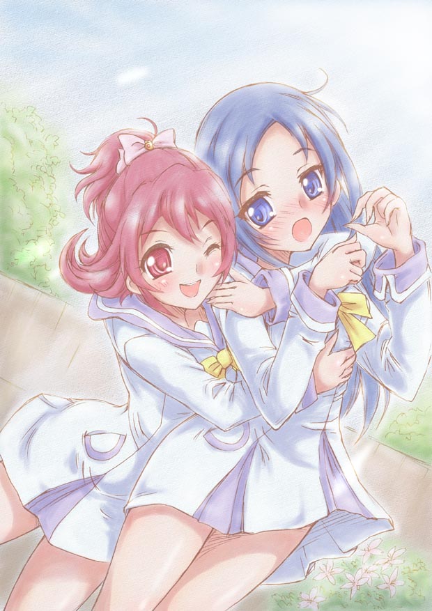 hishikawa rikka and aida mana (precure and 1 more) drawn by anzu_syrup