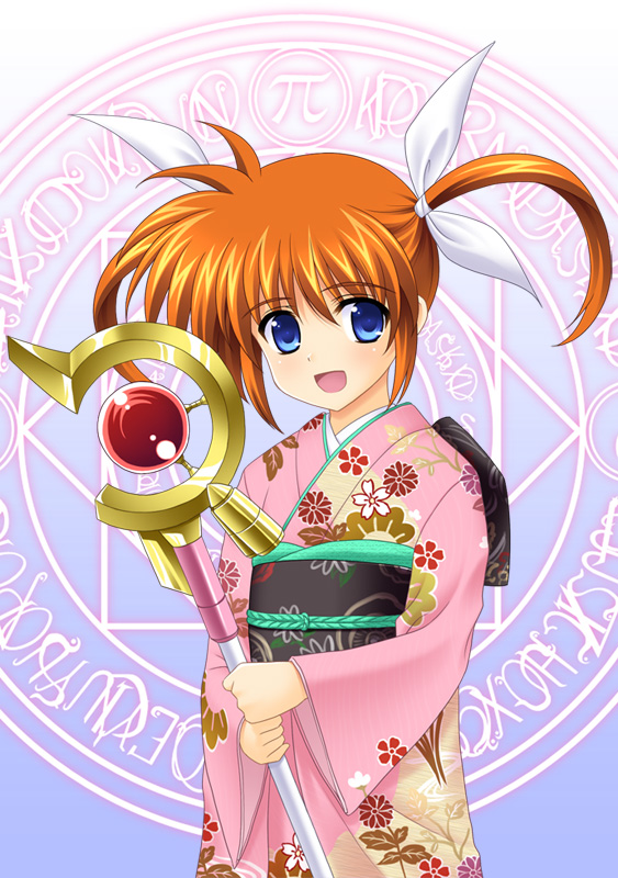 takamachi nanoha and raising heart (lyrical nanoha and 1 more) drawn by masakichi_(crossroad)
