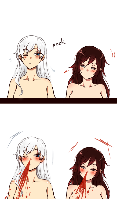 ruby rose and weiss schnee (rwby) drawn by kuma_(bloodycolor)
