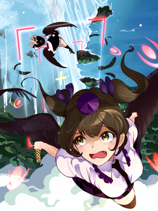 shameimaru aya and himekaidou hatate (touhou and 1 more) drawn by 13-gou
