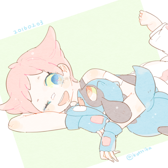 riolu and maylene (pokemon and 1 more) drawn by katiko