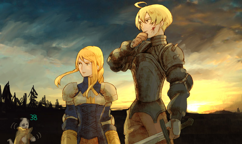 agrias oaks and ramza beoulve (final fantasy tactics and etc) drawn by rabb...