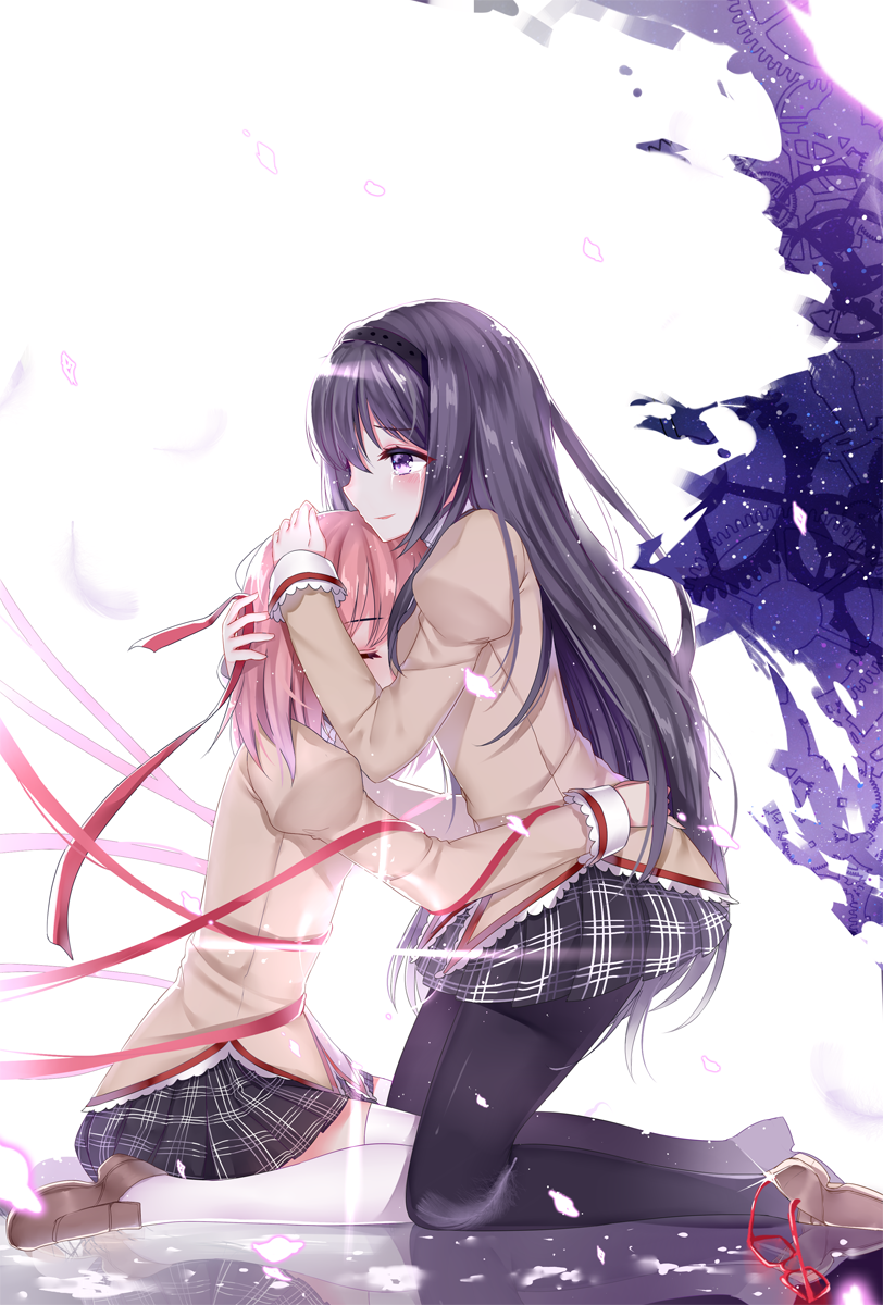 akemi homura and kaname madoka (mahou shoujo madoka magica) drawn by gendo0032