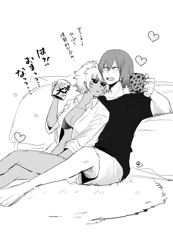 ashido mina and kirishima eijiro (boku no hero academia) drawn by nonoko135
