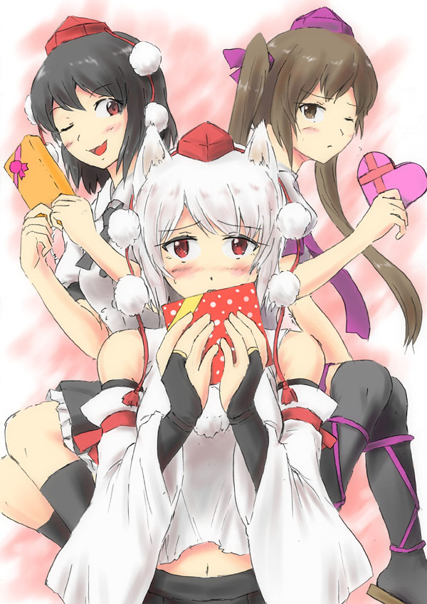 shameimaru aya, inubashiri momiji, and himekaidou hatate (touhou) drawn by vent_arbre