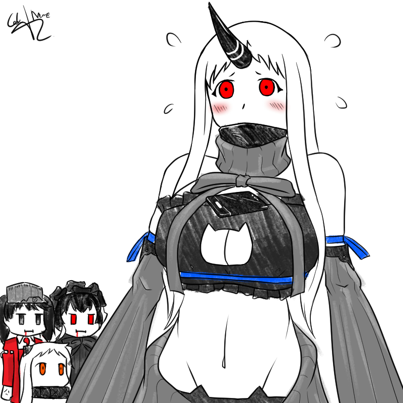 ryuujou, northern ocean princess, seaport princess, and isolated island oni (kantai collection) drawn by codename-tc