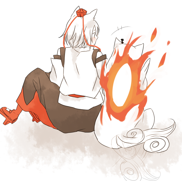 inubashiri momiji, amaterasu, and issun (touhou and 2 more) drawn by harusamero