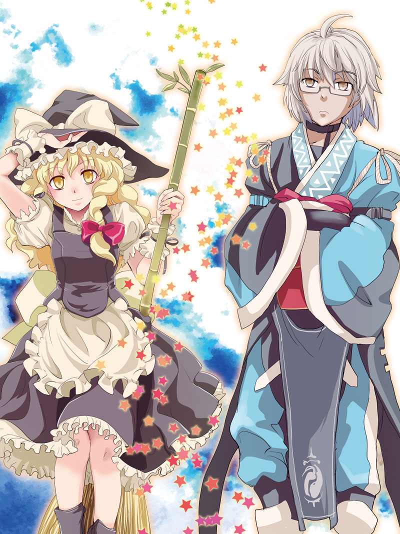 kirisame marisa and morichika rinnosuke (touhou) drawn by nanami_sano