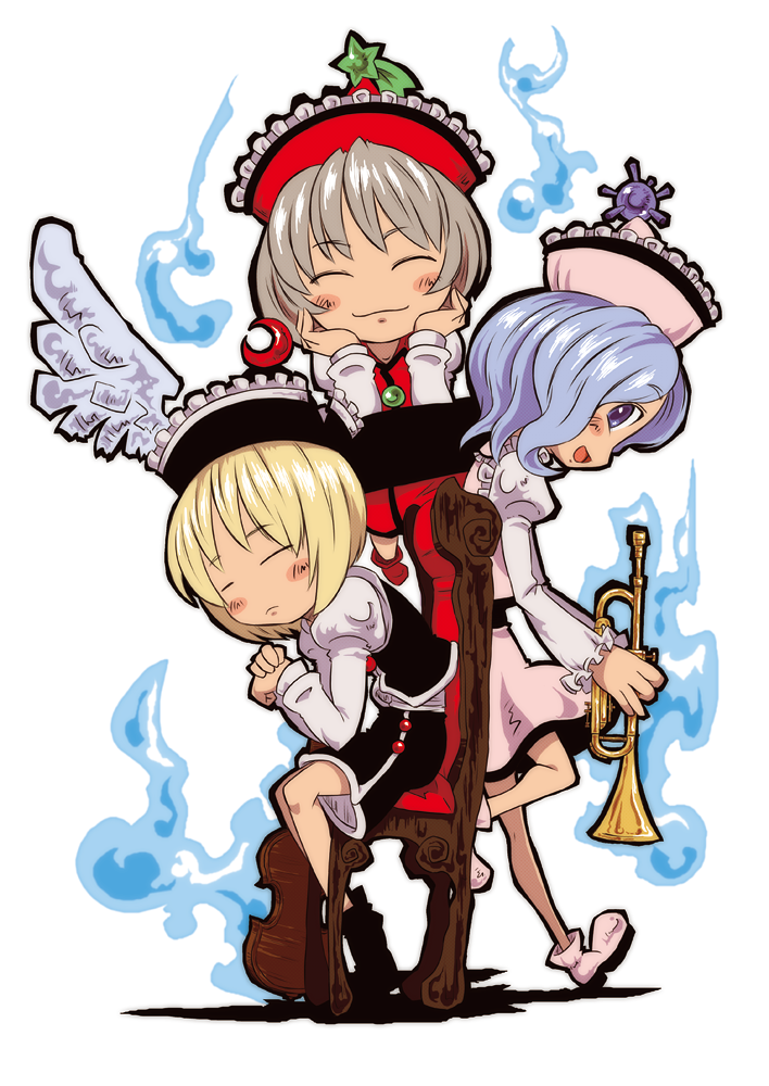 lunasa prismriver, merlin prismriver, and lyrica prismriver (touhou) drawn by sonson_(eleven)